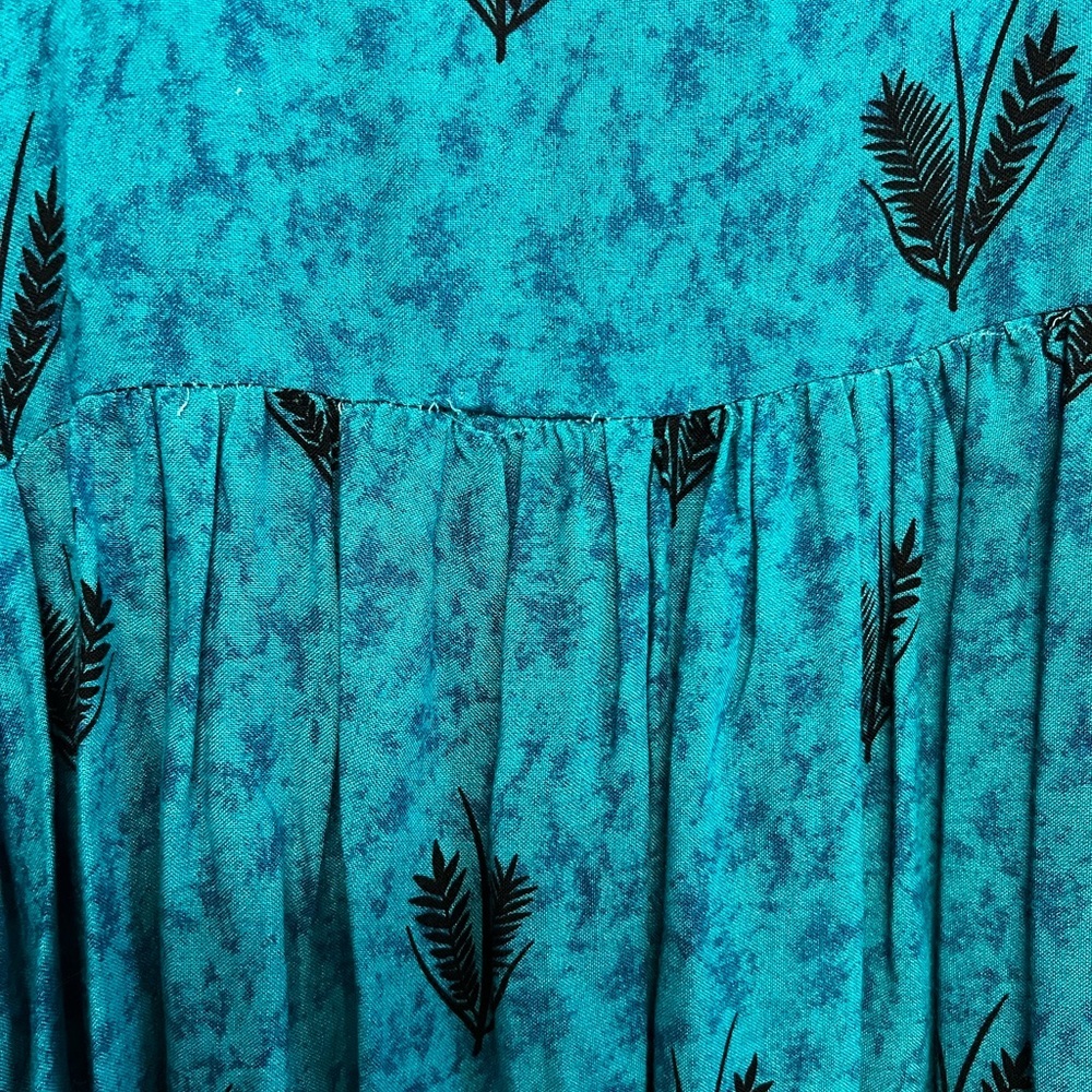 Umgee Teal Dress Leaf Embroidery Design V neck Tunic Western Cowgirl Rodeo Sz Sm - Picture 7 of 7